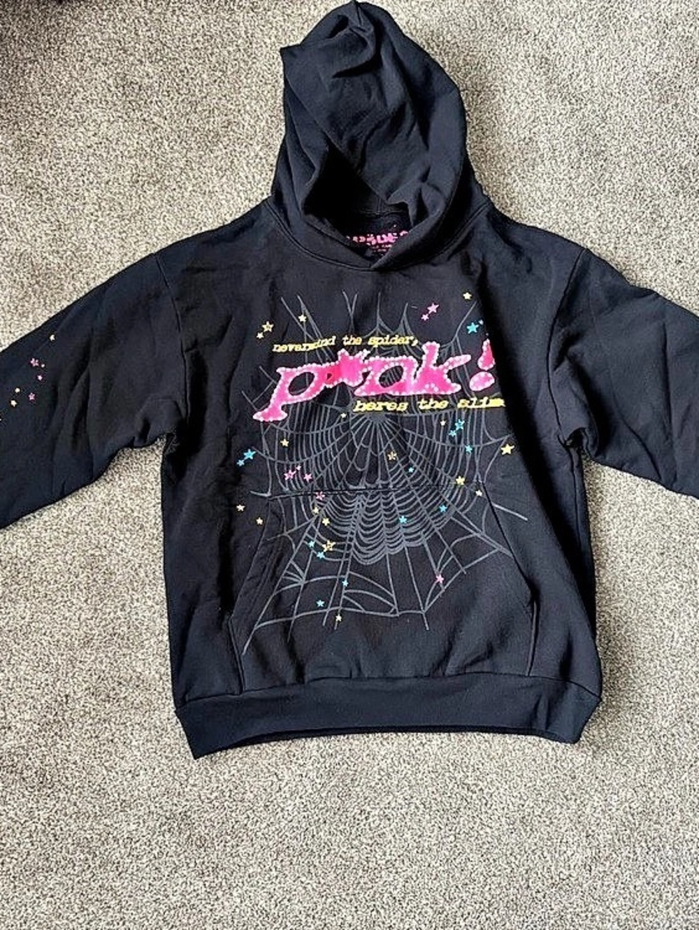 Spider Web Graphic Hoodie Girls Large Black Graphic Hoodie